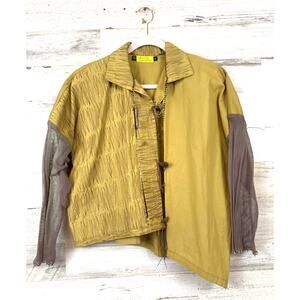 Giselle Shepatin Womens S Green Hand Dyed Silk Asymmetrical Boho Blouse